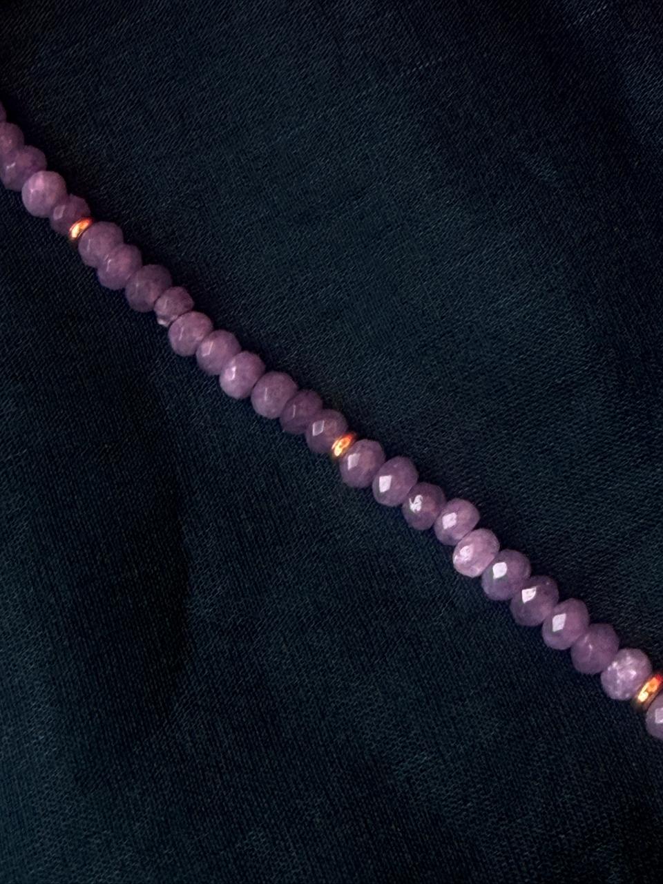 Stone Beads Golden Ring Single Layer Mala