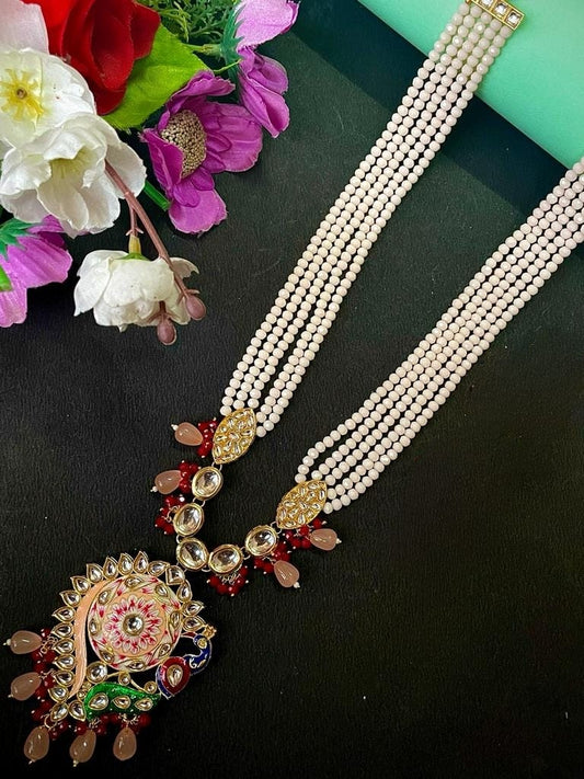 Kundan Meenakari Pendant Five Layered Mala Necklace