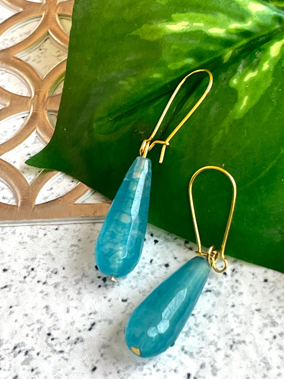 Semi Precious Droplet Stone Earring