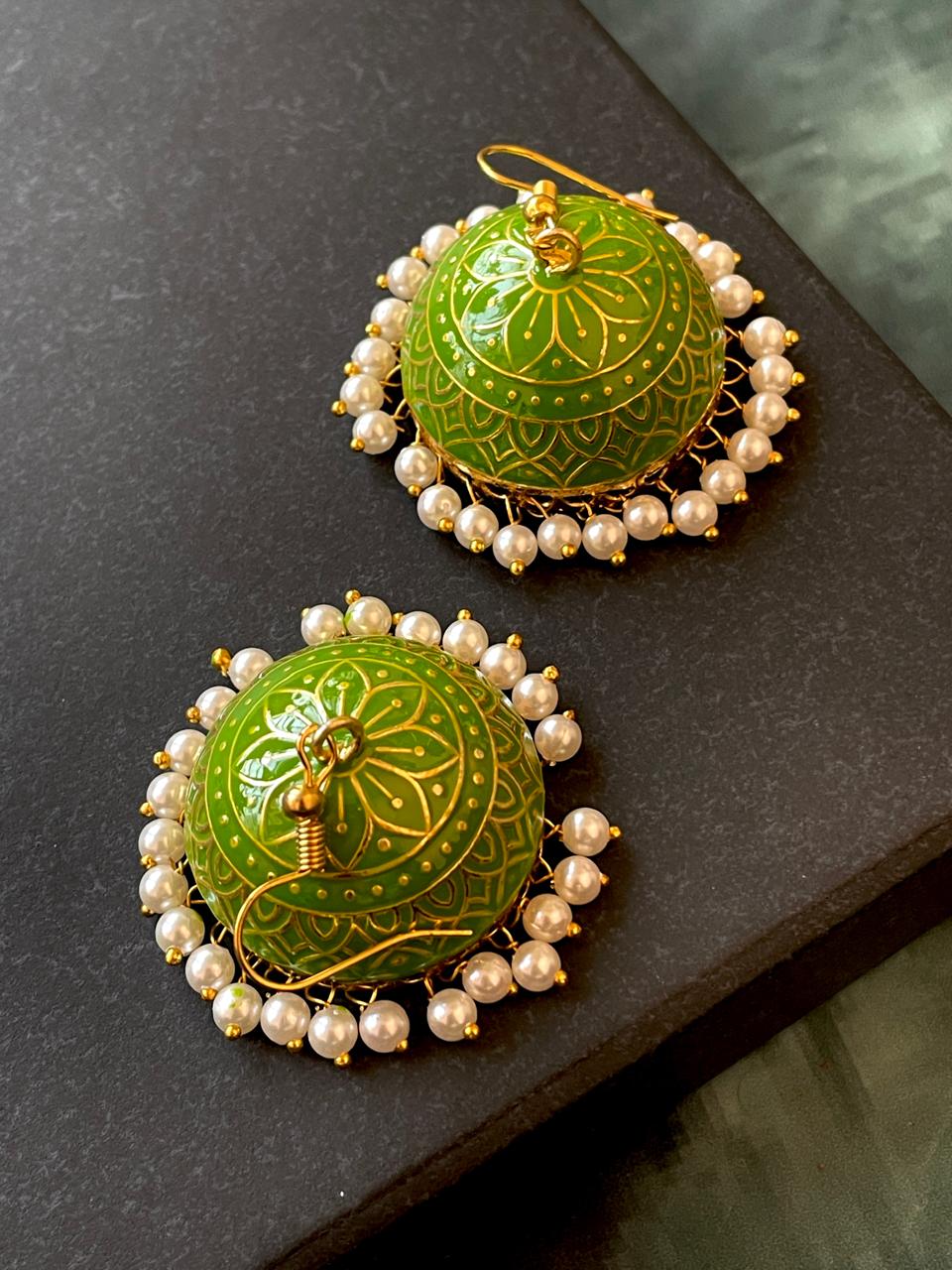 Meenakari Dome Shape Jhumka Earring