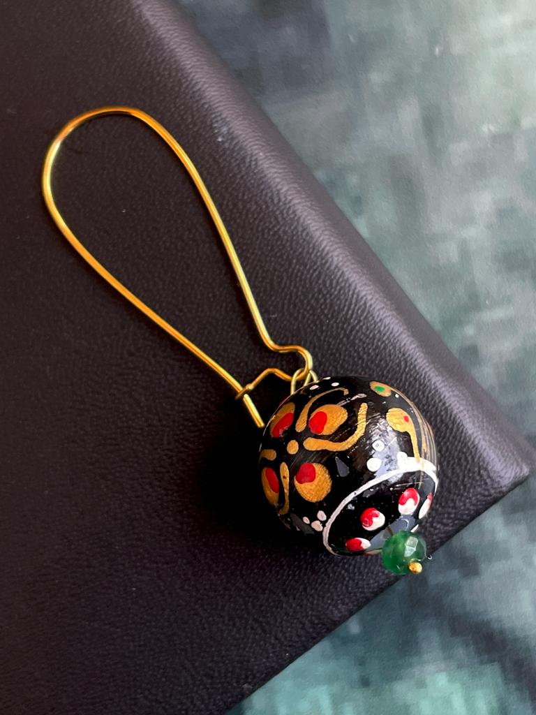 Hand Painted Wooden Beads Earring