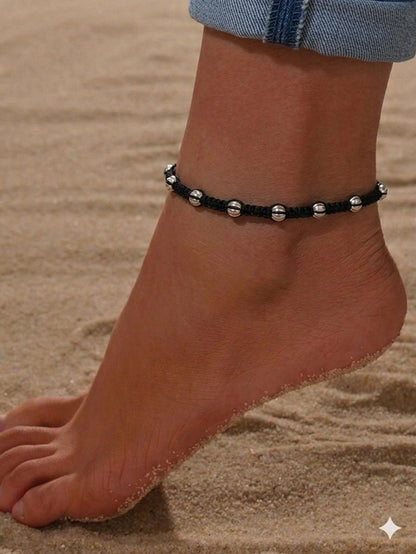 Silver Replica Motif Tread Anklet
