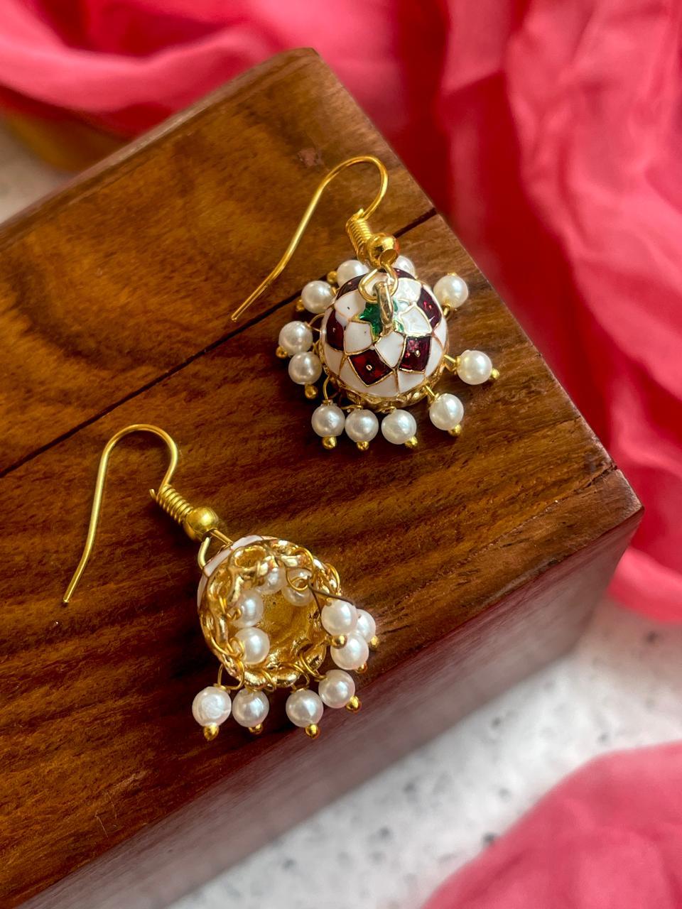 Meenakari Small Jhumki Earring (Set of 2 Pairs)