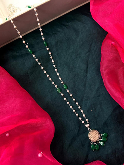 Hand Painted Pendant Beaded Chain Necklace