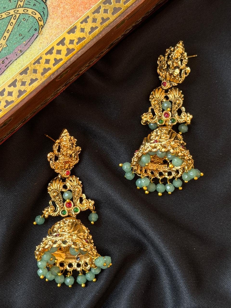 Matt Finish Golden Temple Earring