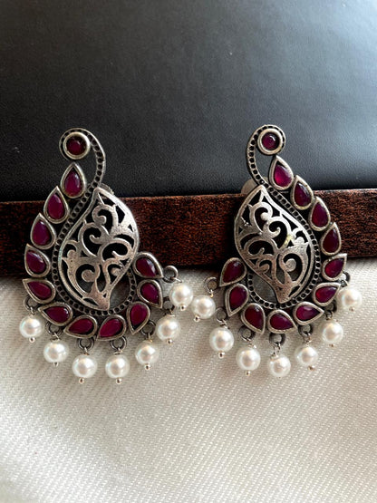 Oxidized Ethnic Big Stud Earring