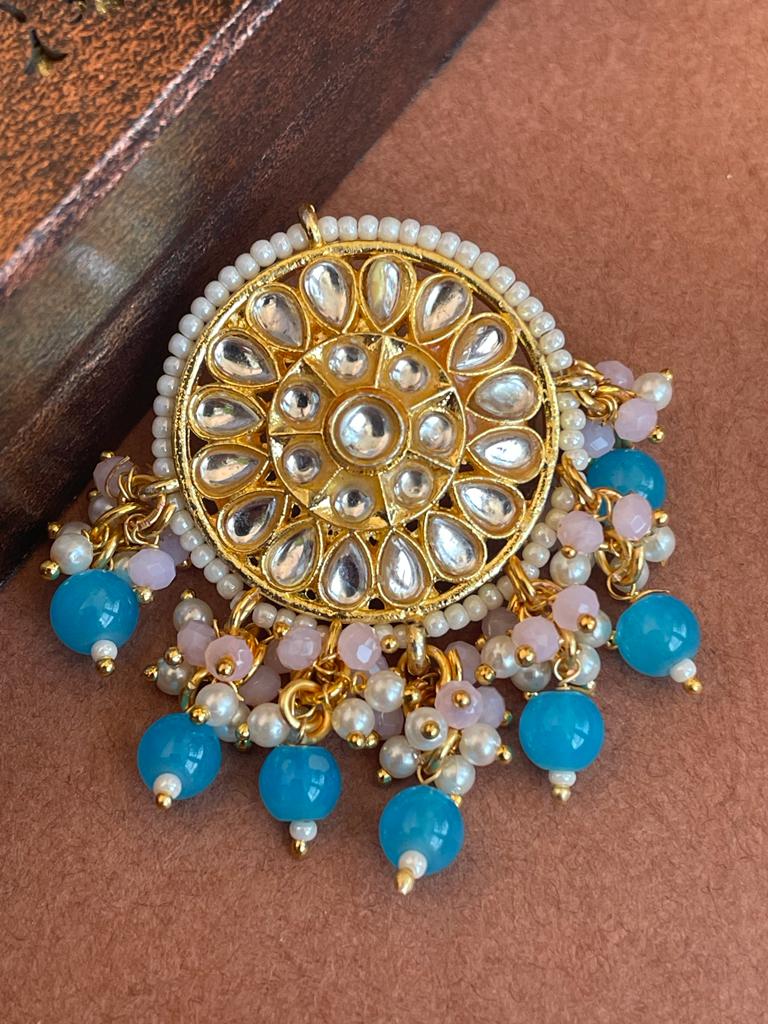 Meenakari Stud Earring with Stone and Beads work