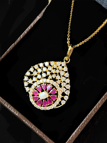 AD pendant Necklace with Earring Partywear Set