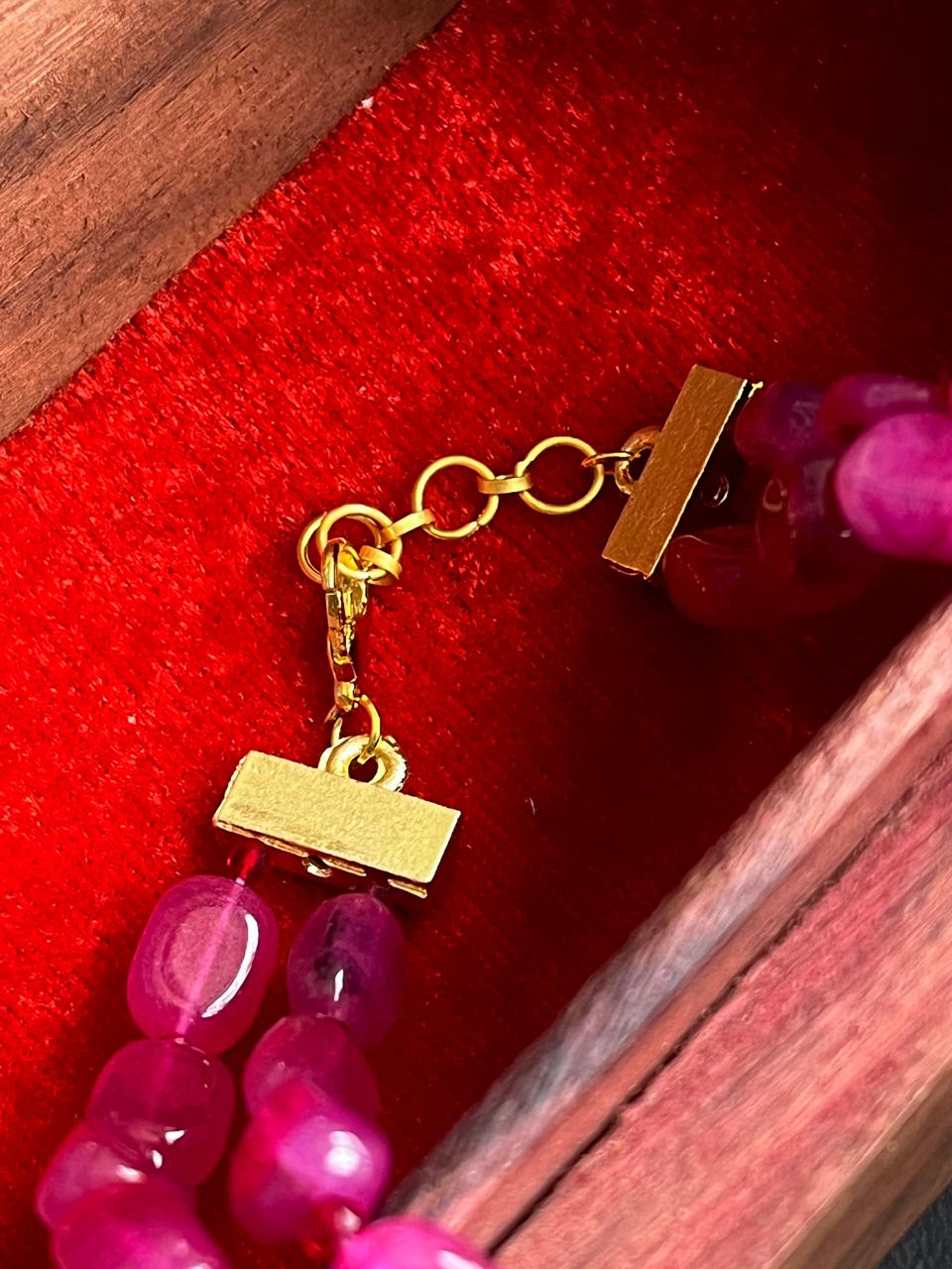 Glass Jade Stone Duble Layer Mala Necklace