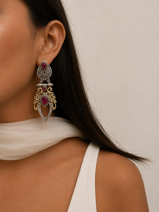 Dual Tone Silver Replica Earring