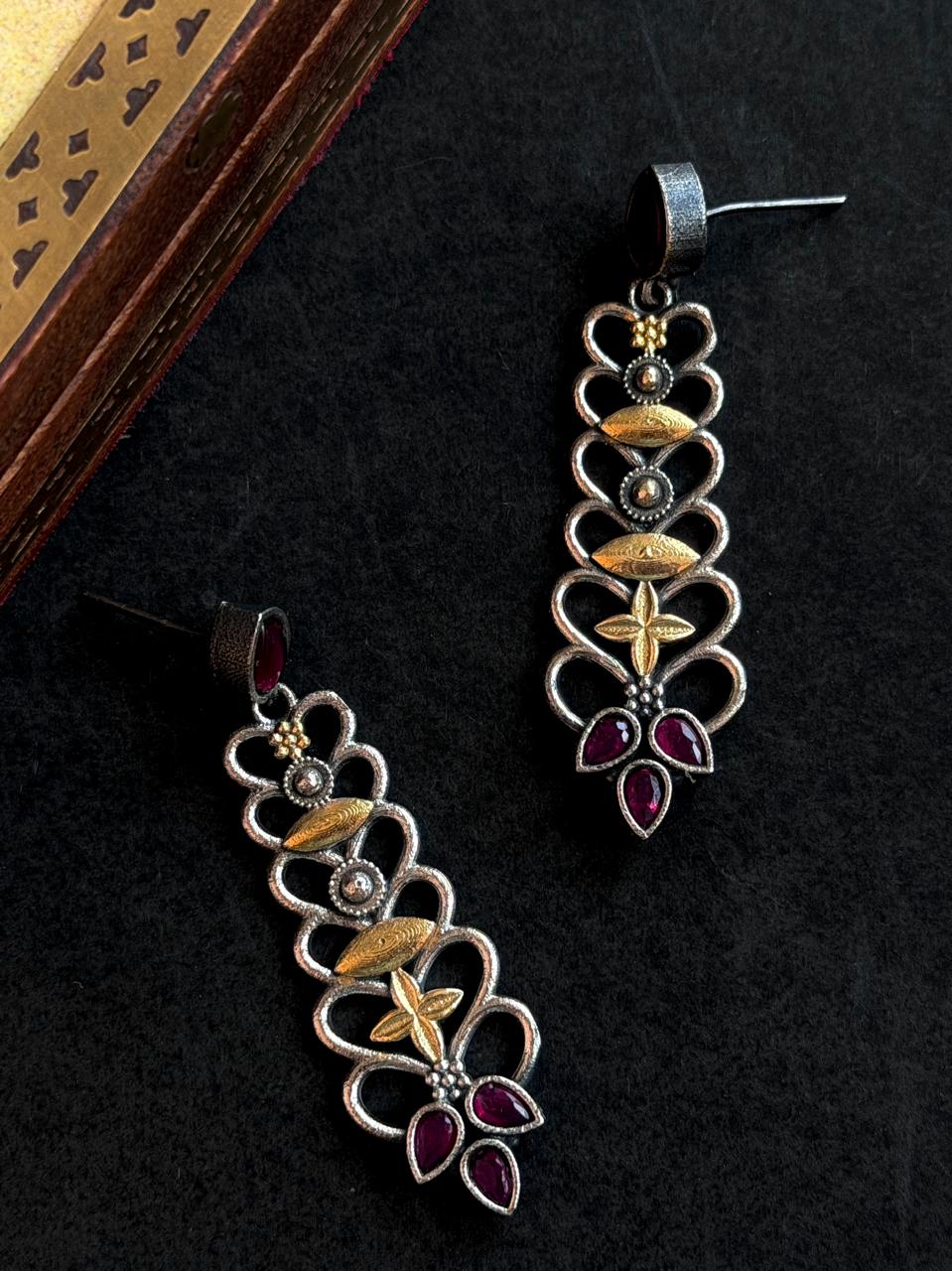 Dual Tone Oxidized Earring