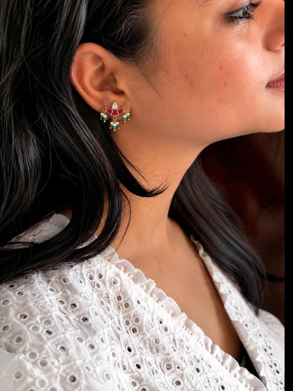 Pachi Kundan Beaded Stud Earring