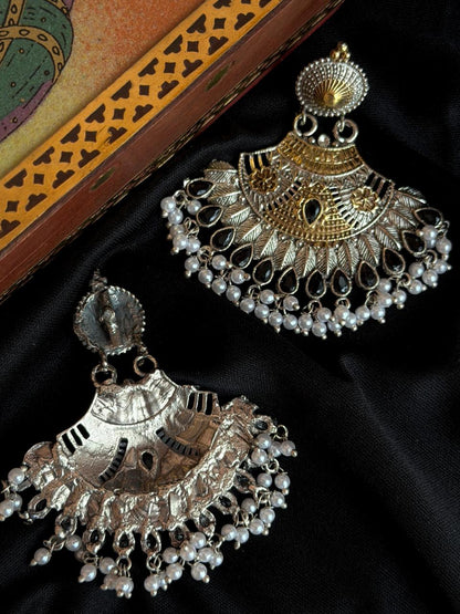 Dual Tone Partywear Geometrical Earring