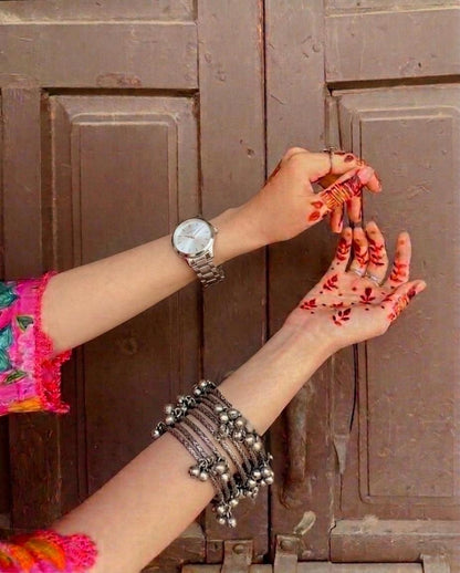 Oxidized Ghunghroo Bangles (set of 8 Bangles)