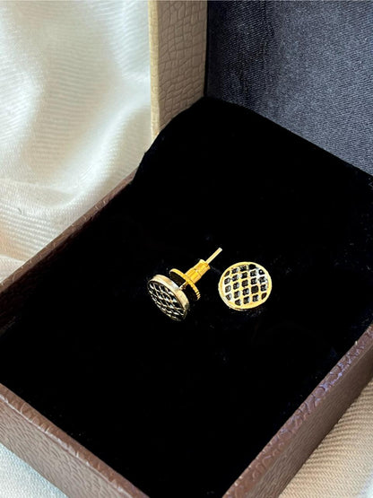 Gold-Plated Meenakari Checkered Small Stud Earring