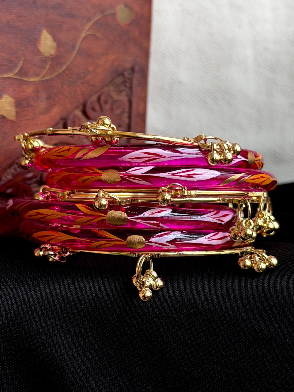 Glass Bangles with Metal Bangles set