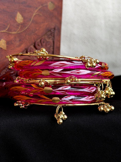 Glass Bangles with Metal Bangles set