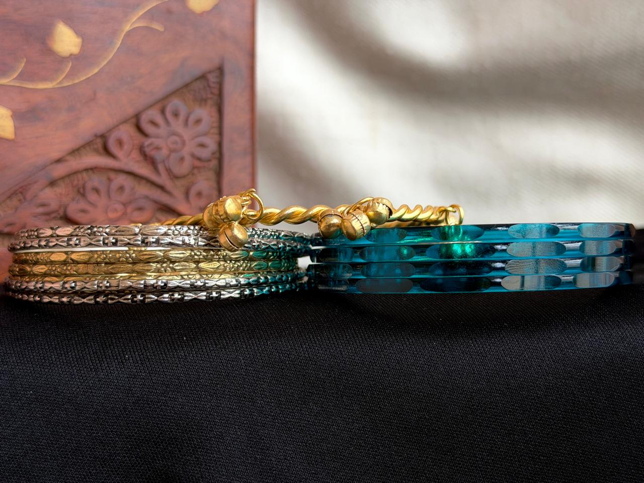 Acrylic Jelly Bangles with Metal Bangles set