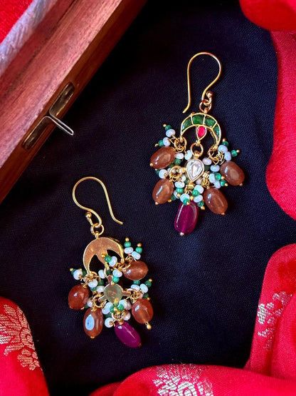 Pachi Kundan Stone Beaded Earring