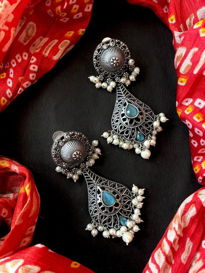 Monalisa Stone Silver Replica Partywear Earring