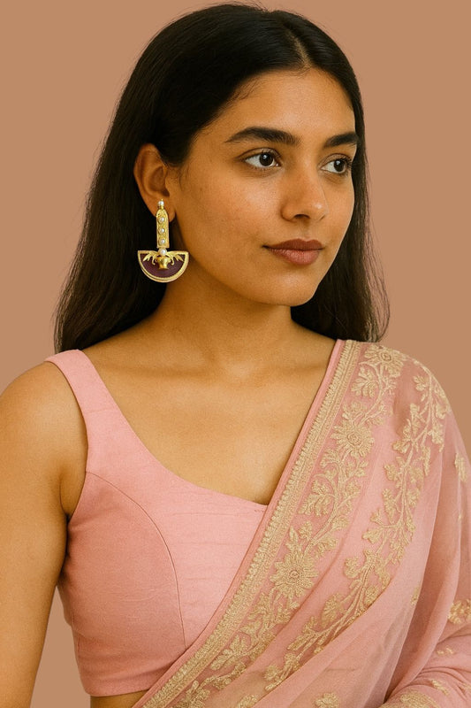 Monalisa Stone Ethnic Golden Partywear Earring