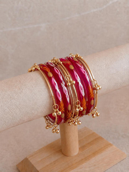 Glass Bangles with Metal Bangles set
