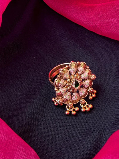 Rajwadi Golden Partywear Ring