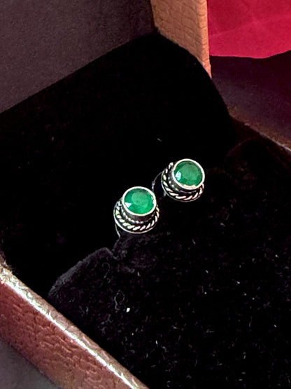 Set of 2 Oxidized Monalisa Stone Studs with One Oxidized Jhumki Earring