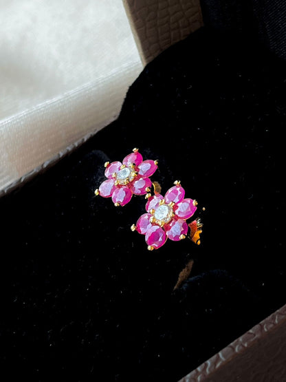 AD with Pink Stone Partywear Earring