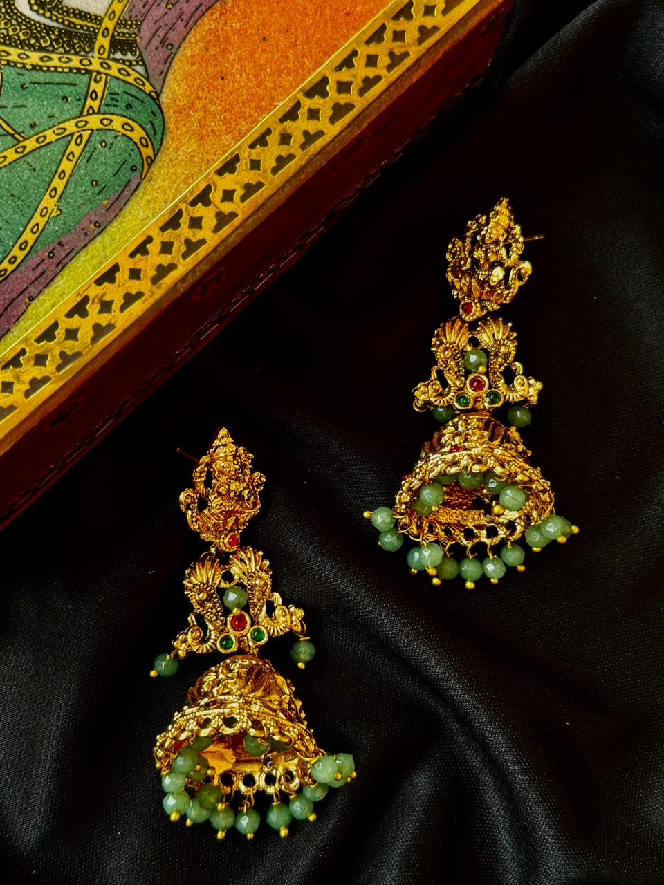 Matt Finish Golden Temple Earring