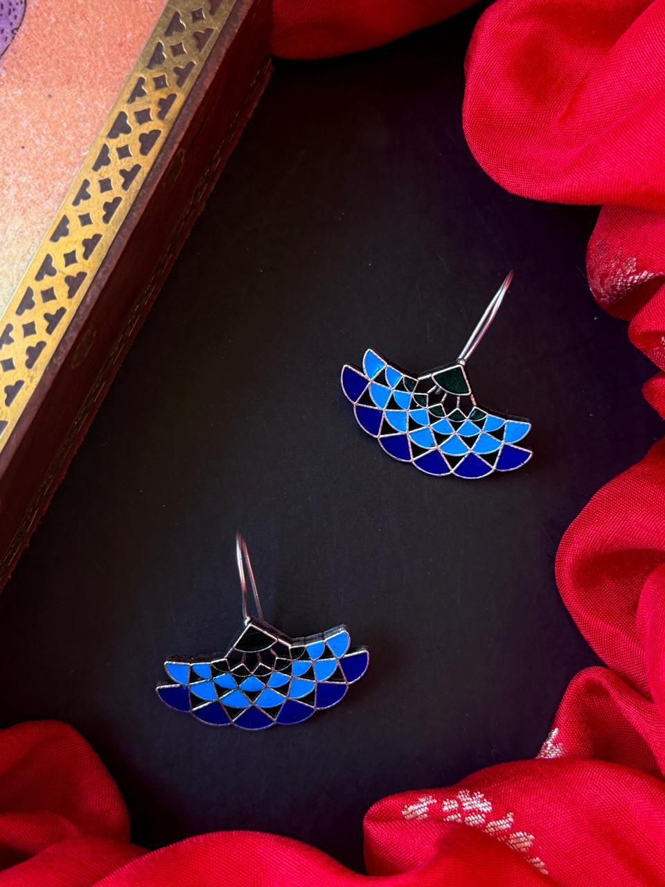 Meenakari Oxidized Geometrical Earring