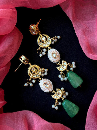 Kundan with Natural Stone Beaded Earring