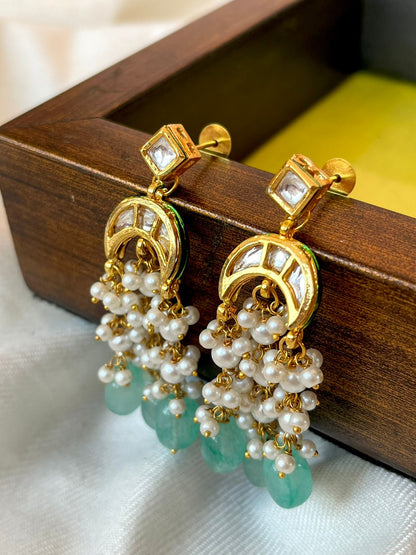 Kundan, Cheer and Glass Jade Stone Earring