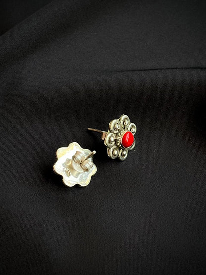 Floral 92.5 Silver Stud Earring