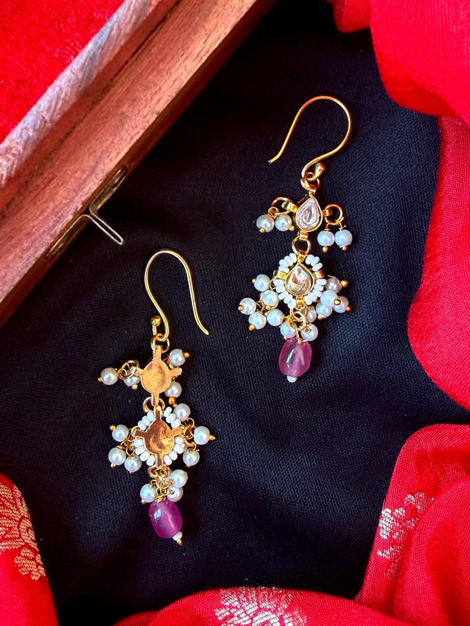 Pachi Kundan Stone Beaded Earring