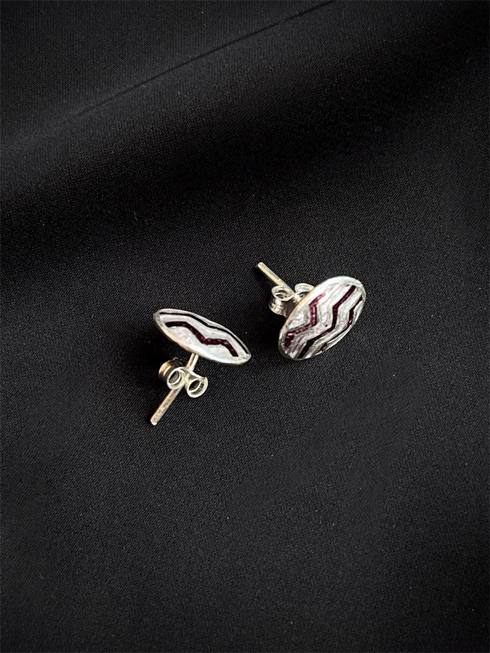 Meenakari Geometrical 92.5 Silver Stud Earring