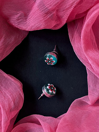 Hand Painted Monalisa Stone Stud Earring