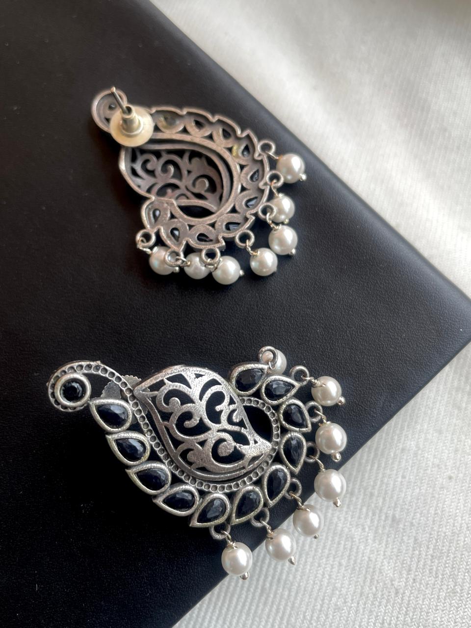 Oxidized Ethnic Big Stud Earring