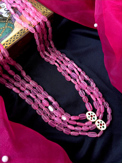 Stone Beaded with Kundan Four Layered Mala Necklace
