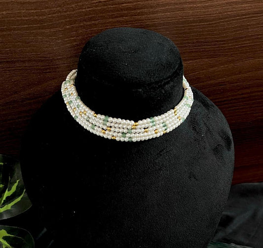 Pearl Five Layer Mala Choker Necklace