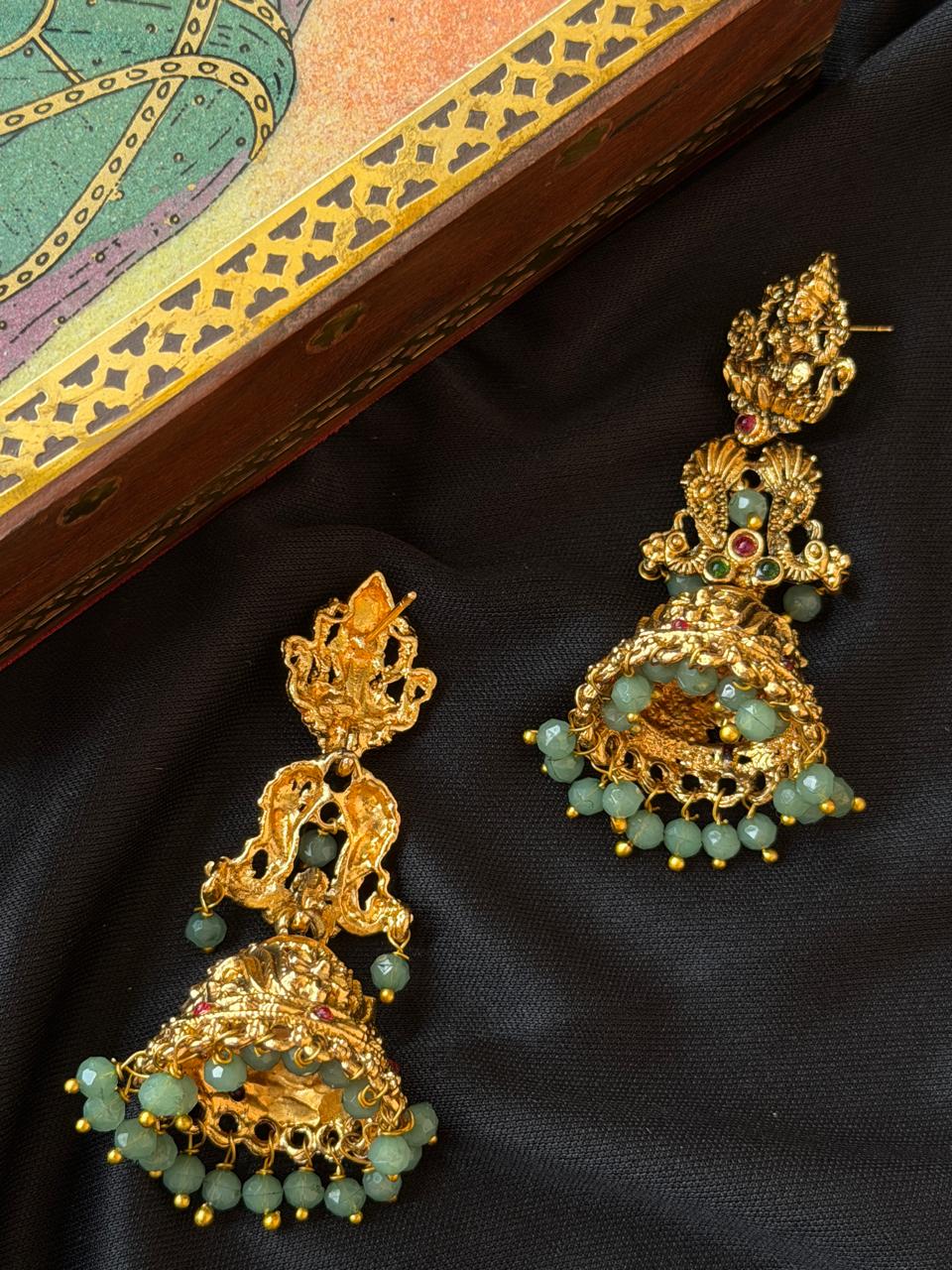 Matt Finish Golden Temple Earring