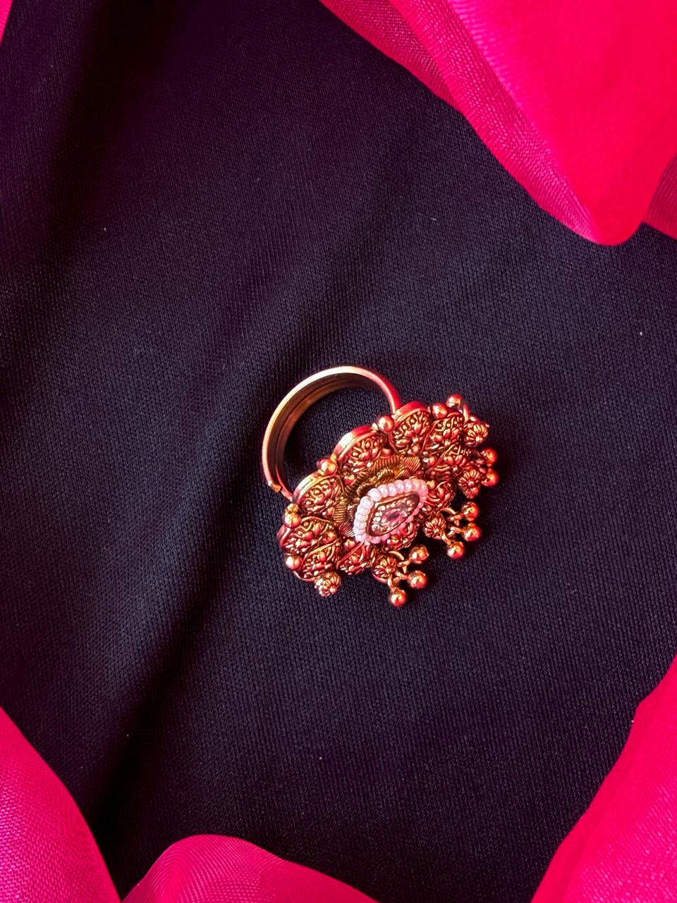 Rajwadi Golden Partywear Ring
