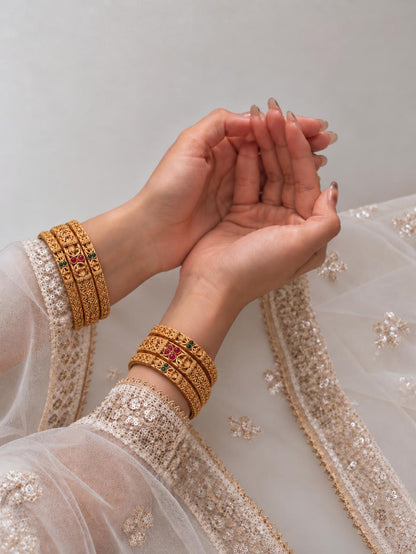 Golden Ethnic Partywear Bangles (6pcs set)