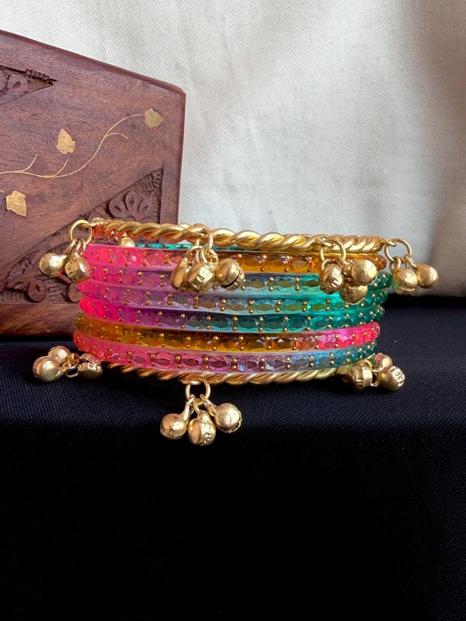 Acrylic Bangles with Metal Bangles set
