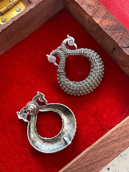 Silver Replica Peacock Shape Earring