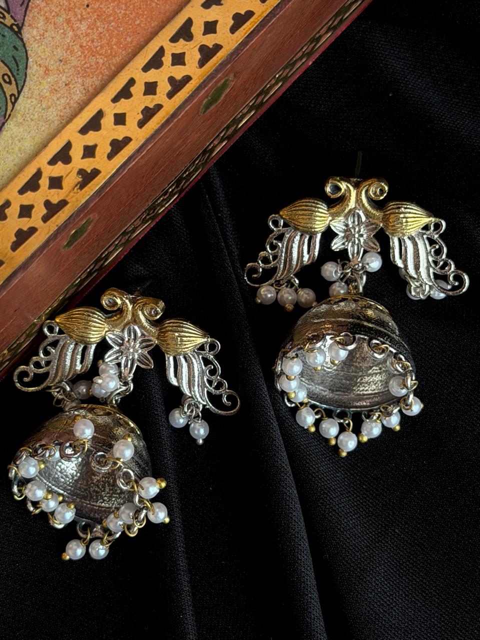 Dual Tone Peacock Earring