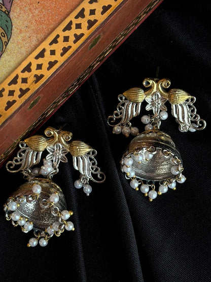 Dual Tone Peacock Earring
