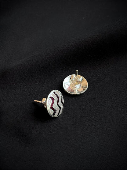 Meenakari Geometrical 92.5 Silver Stud Earring