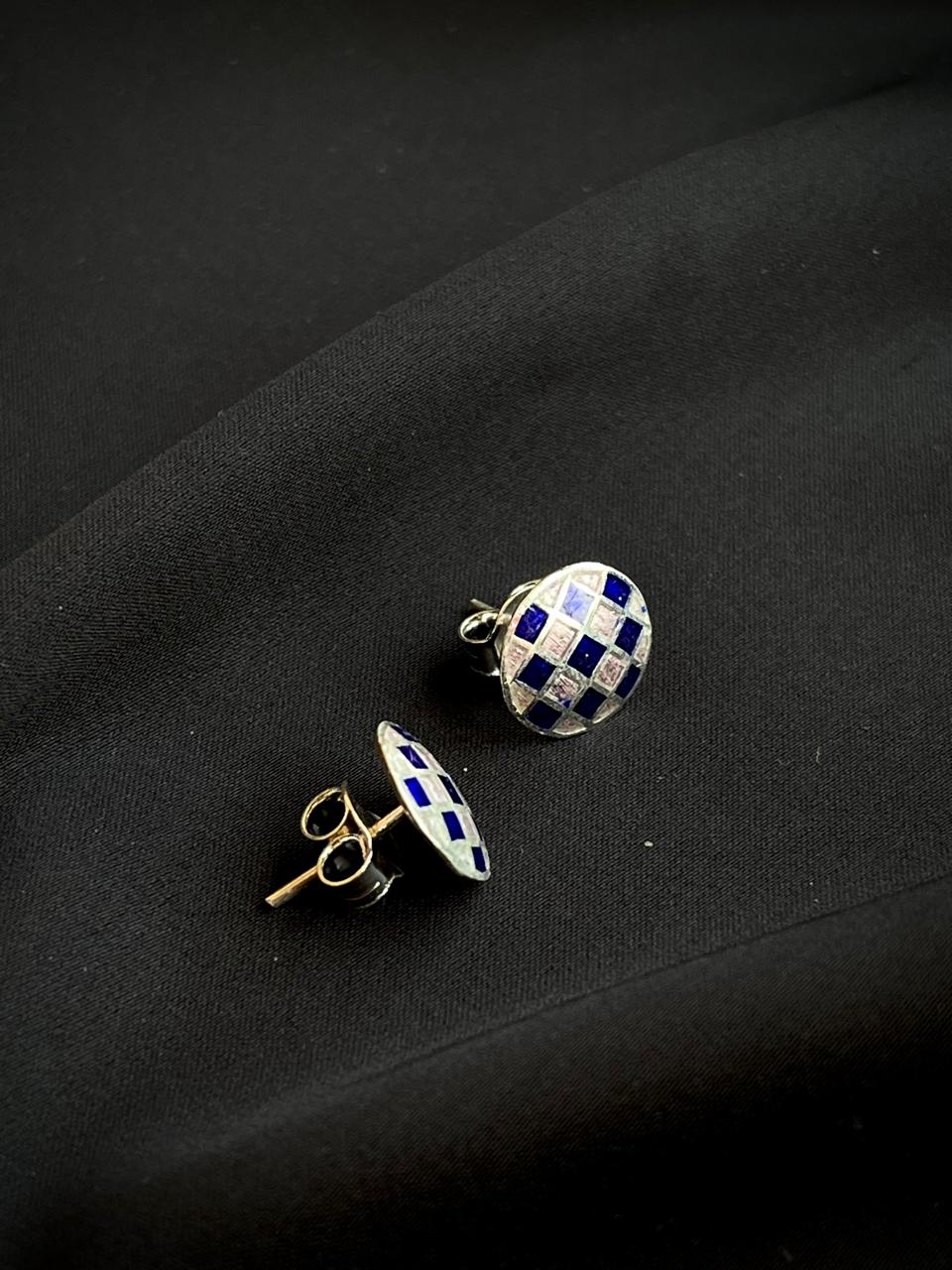 Meenakari Geometrical 92.5 Silver Stud Earring