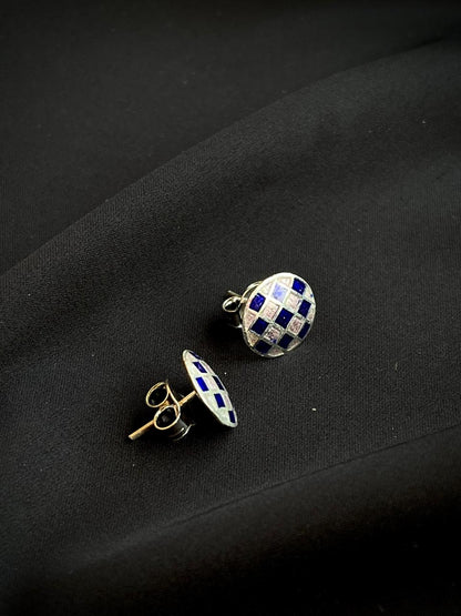 Meenakari Geometrical 92.5 Silver Stud Earring